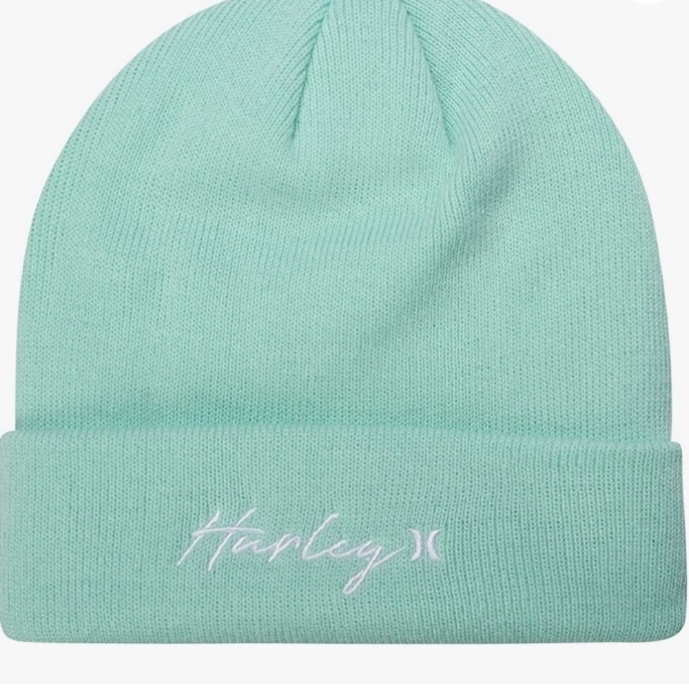Hurley Unisex Mint Green Script Cuff Beanie NWT